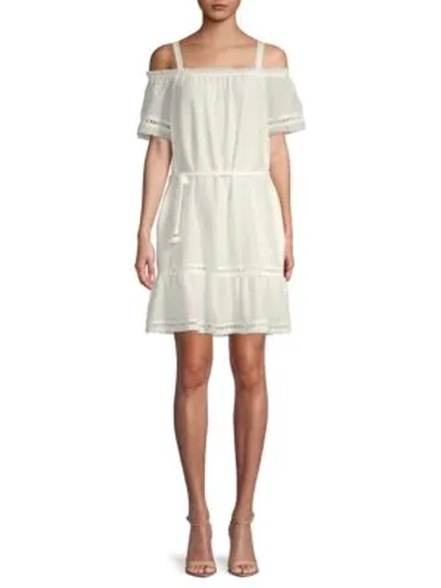 Shop Ella Moss Lace Cold-shoulder Dress In White