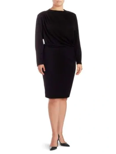 Shop Alexia Admor Plus Long-sleeve Sheath Dress In Black