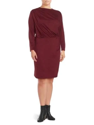 Shop Alexia Admor Plus Long-sleeve Sheath Dress In Burgundy