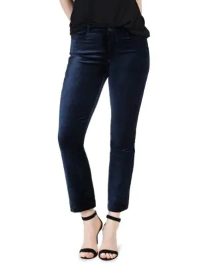 Shop Paige Colette Velvet Crop Jeans In Deep Navy