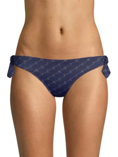 Shop Stella Mccartney Stella Monogram Side Tie Bikini Bottom In Blue Cream