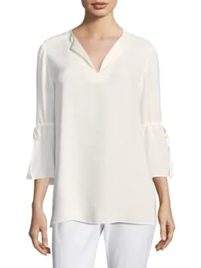 Shop Lafayette 148 Sela Silk Blouse In Cloud