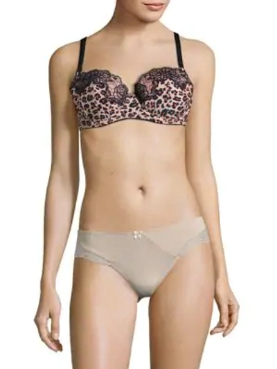 Shop Stella Mccartney Ellie Leaping Printed & Embroidered Underwire Bra In Pink Clay