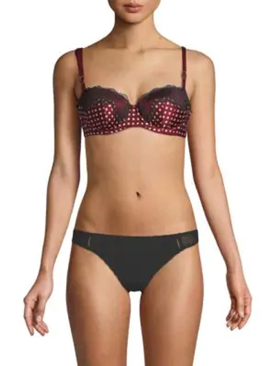 Shop Stella Mccartney Ellie Leaping Printed & Embroidered Underwire Bra In Red Polka Dot