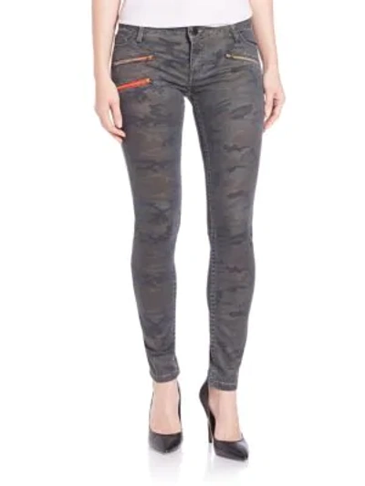 Shop Etienne Marcel Zip-pocket Skinny Jeans In Camoflauge