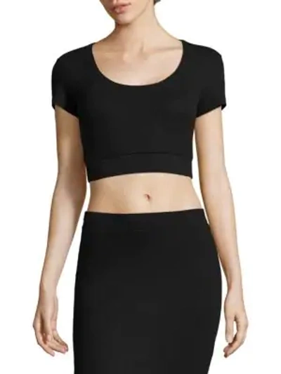 Shop Atm Anthony Thomas Melillo Ribbed Crop Top In Black