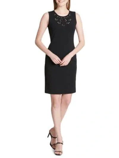 Shop Calvin Klein Eyelet Sheath Dress In Black