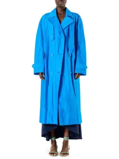 Shop Tibi Spring Trench Windcoat In Turquoise