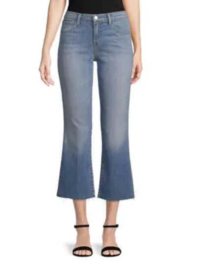 Shop J Brand Cropped Flared Jeans In Light Blue