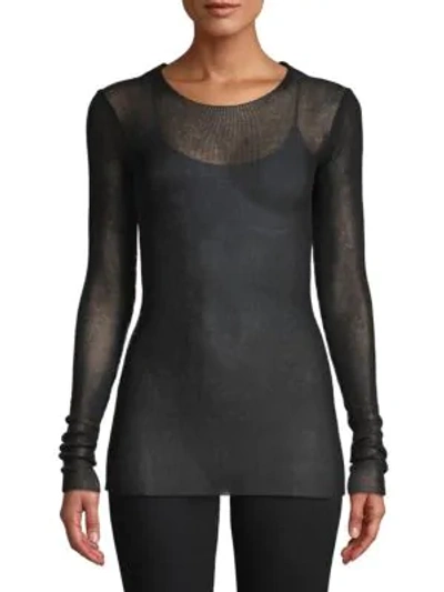 Shop Helmut Lang Drop Needle Long-sleeve Cotton Top In Black