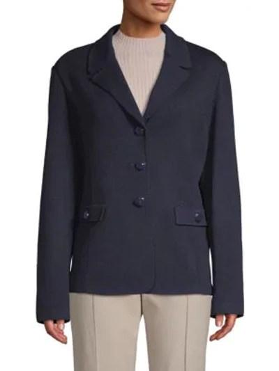 Shop St John Santana Knit Blazer In Navy