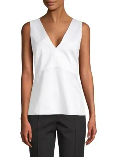 Shop Tibi Poplin Strappy Cotton Top In White