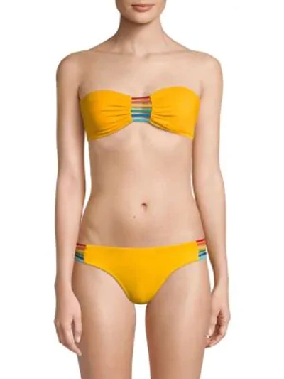Shop Milly Ari String Bandeau Bikini Top In Yellow Multi