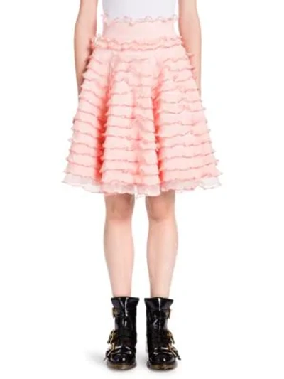 Shop Alexander Mcqueen Ruffle A-line Skirt In Pink