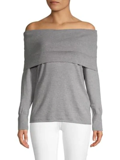 Shop Equipment Off-the-shoulder Cotton & Cashmere Top In Heather Grey