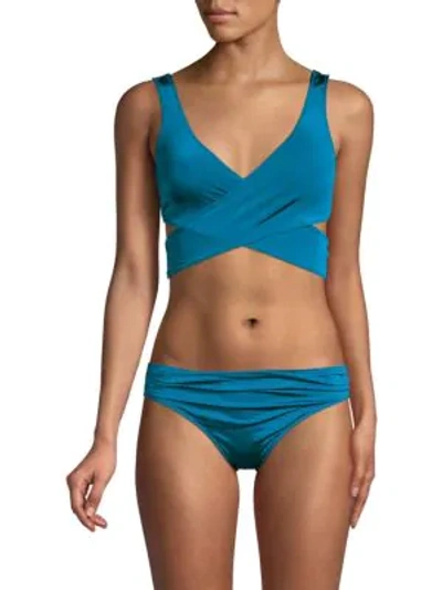 Shop Stella Mccartney Ballet Wrap Bikini Top In Light Blue