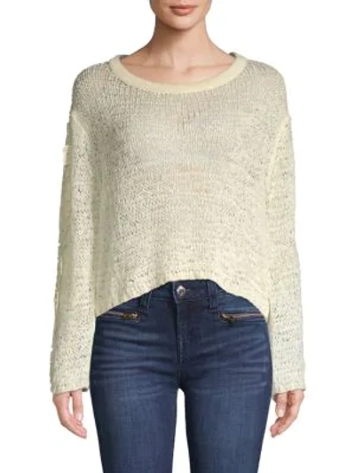 Shop Chloé Open-knit Crop Sweater In Buttercream