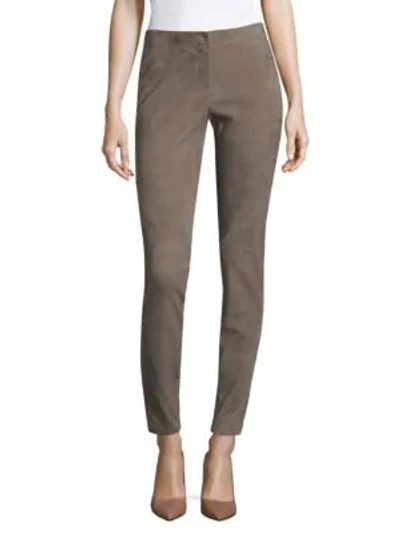 Shop Lafayette 148 Velvety Stretch Suede Triboro Pant In Portobello