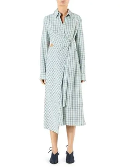 Shop Tibi Elliot Checkered Cut-out Midi Dress In Mint Multi