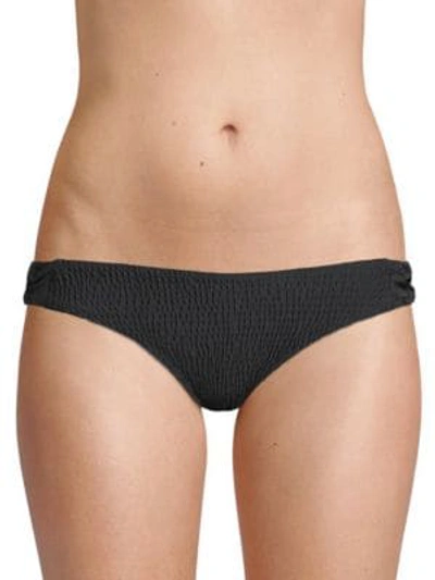 Shop Tori Praver Swim Shirred-front Bikini Bottom In Black