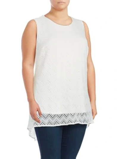 Shop Vince Camuto Plus Mesh-overlay Top In New Ivory