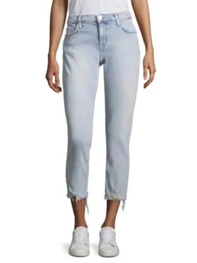 Shop Current Elliott The Cropped Distressed Hem Straight Leg Jeans In Cascade