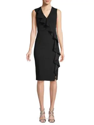 calvin klein black ruffle dress