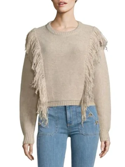 Shop Cosette Fringed Wool Sweater In Taupe