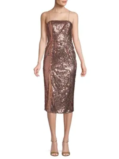 Shop Jay Godfrey Sequin Sheath Dress In Rose Gold