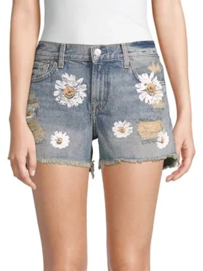 Shop 7 For All Mankind Cutoff Distressed Denim Shorts In Mineral Desert Springs