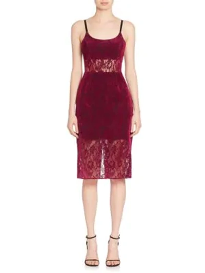 Shop Abs By Allen Schwartz Sheer Panel Lace Sheath Dress In Mulberry