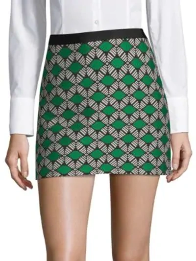 Shop Milly Embroidered Mini Skirt In Emerald