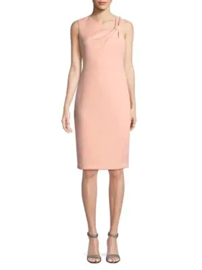 Shop Calvin Klein Bow-shoulder Sheath Dress In Nectar