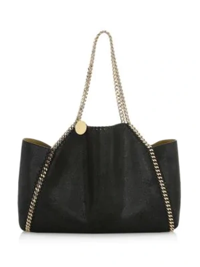Shop Stella Mccartney Women's Falabella Shaggy Deer Reversible Tote In Black And Curry Lining