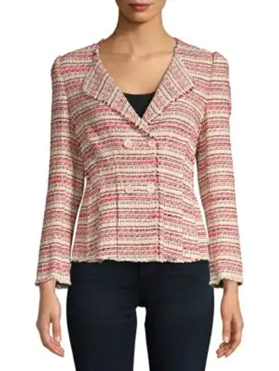 Shop Rebecca Taylor Optic Striped Tweed Jacket In Candy Apple Multi