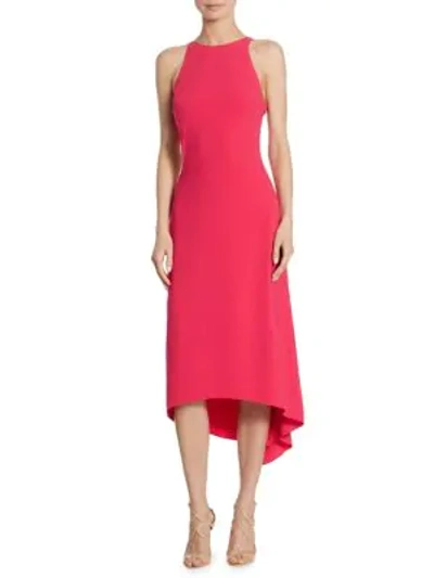 Shop Halston Heritage Sleeveless Crepe Dress In Red