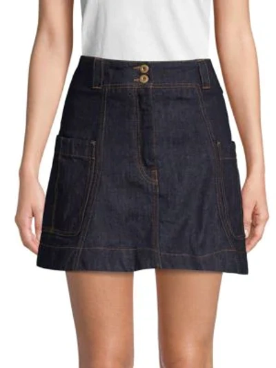 Shop Carven Denim Mini Skirt In Indigo