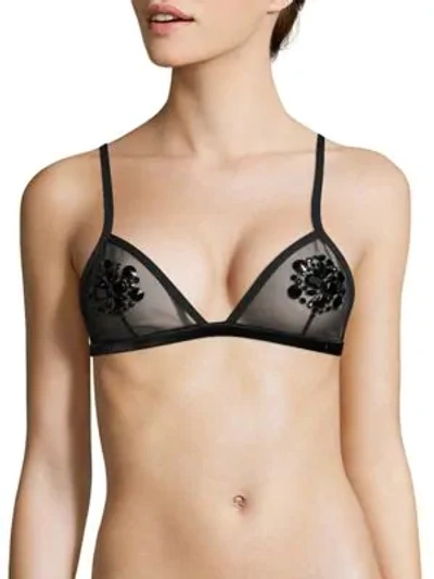 Shop Fleur Du Mal Embellished Triangle Bra In Black