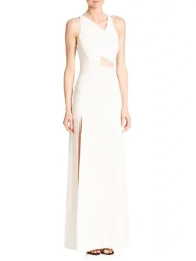 Shop Halston Heritage Crepe Cutout Gown In Chalk