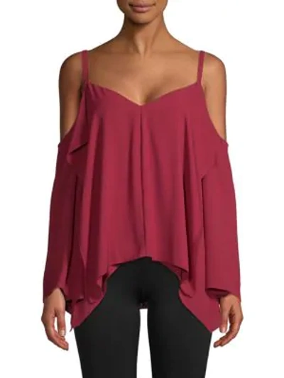 Shop Bcbgmaxazria Cold-shoulder Top In Tibetan Red