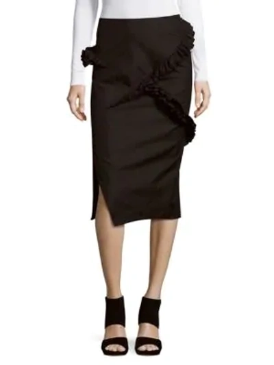 Shop Jil Sander Solid Cotton & Wool-blend Pencil Skirt In Black