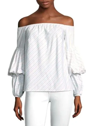 Shop Petersyn Off-the-shoulder Cotton Top In Confetti Stripe