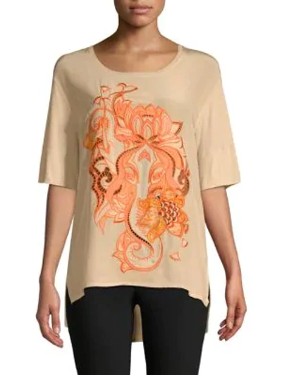 Shop Roberto Cavalli Floral Embroidered Top In Multi