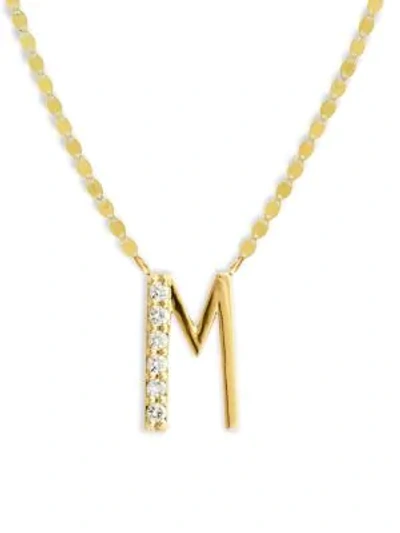 Shop Lana Jewelry 14k Yellow Gold Diamond Necklace In Initial M