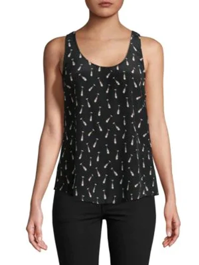 Shop Joie Graphic Silk Tank Top In Caviar