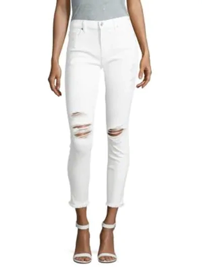 Shop 7 For All Mankind Distressed Ankle Jeans In White