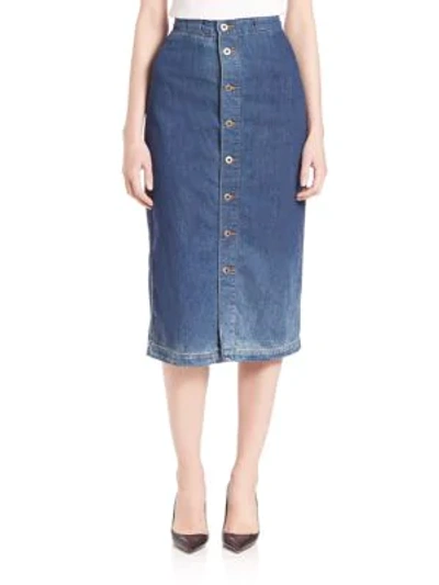 Shop Ag Thea Calf Length Skirt In Blue