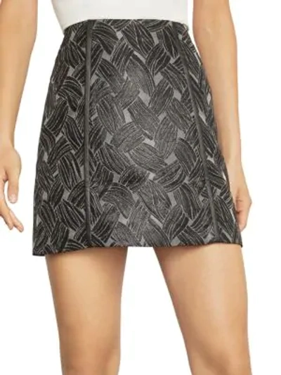 Shop Bcbgmaxazria Basket Weave Jacquard Mini Skirt In Metal Black Combo