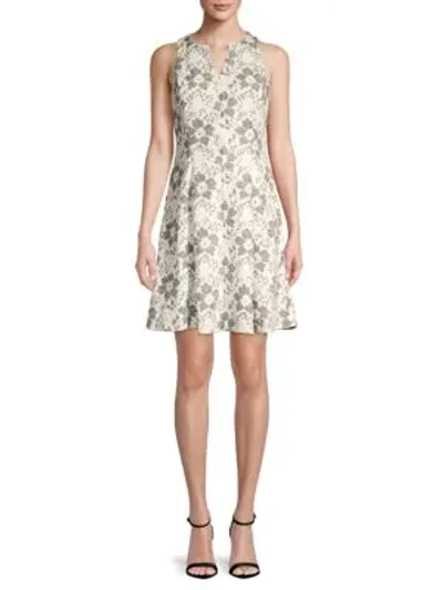 Shop Donna Ricco Sleeveless A-line Lace Dress In Black White