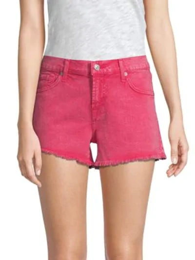 Shop 7 For All Mankind Cut-off Denim Shorts In Raspberry Sorbet